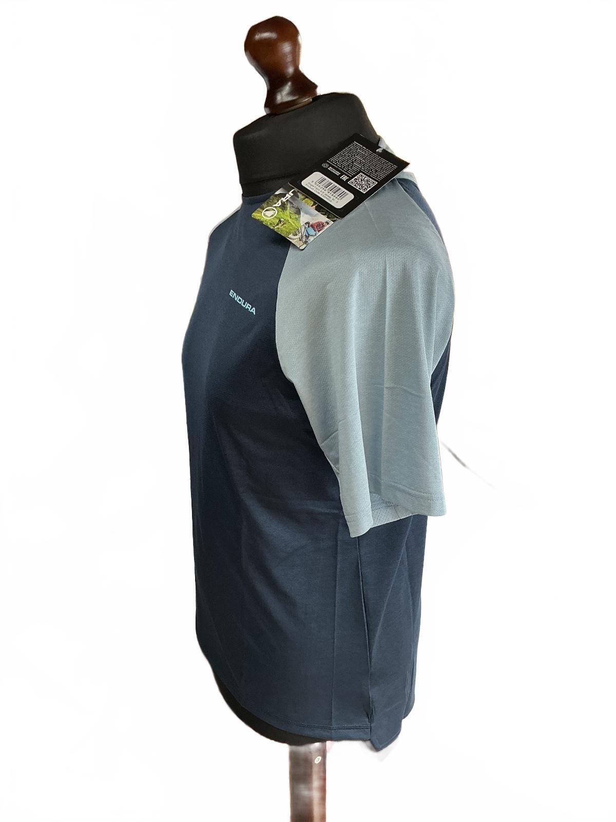 Endura SingleTrack S/S Jersey Men's Small Navy Blue Light Blue Breathable Fabric