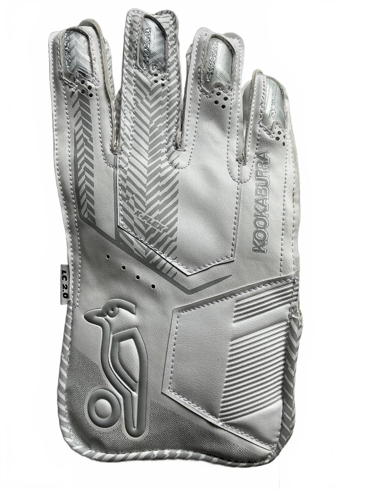 Kookaburra LC 2.0 Cricket Wicket Keeping Gloves Size Youth White Gray