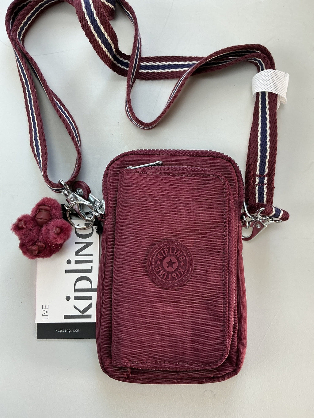 Kipling Telmo Women Small Crossbody Bag Burgundy Removable Strap New