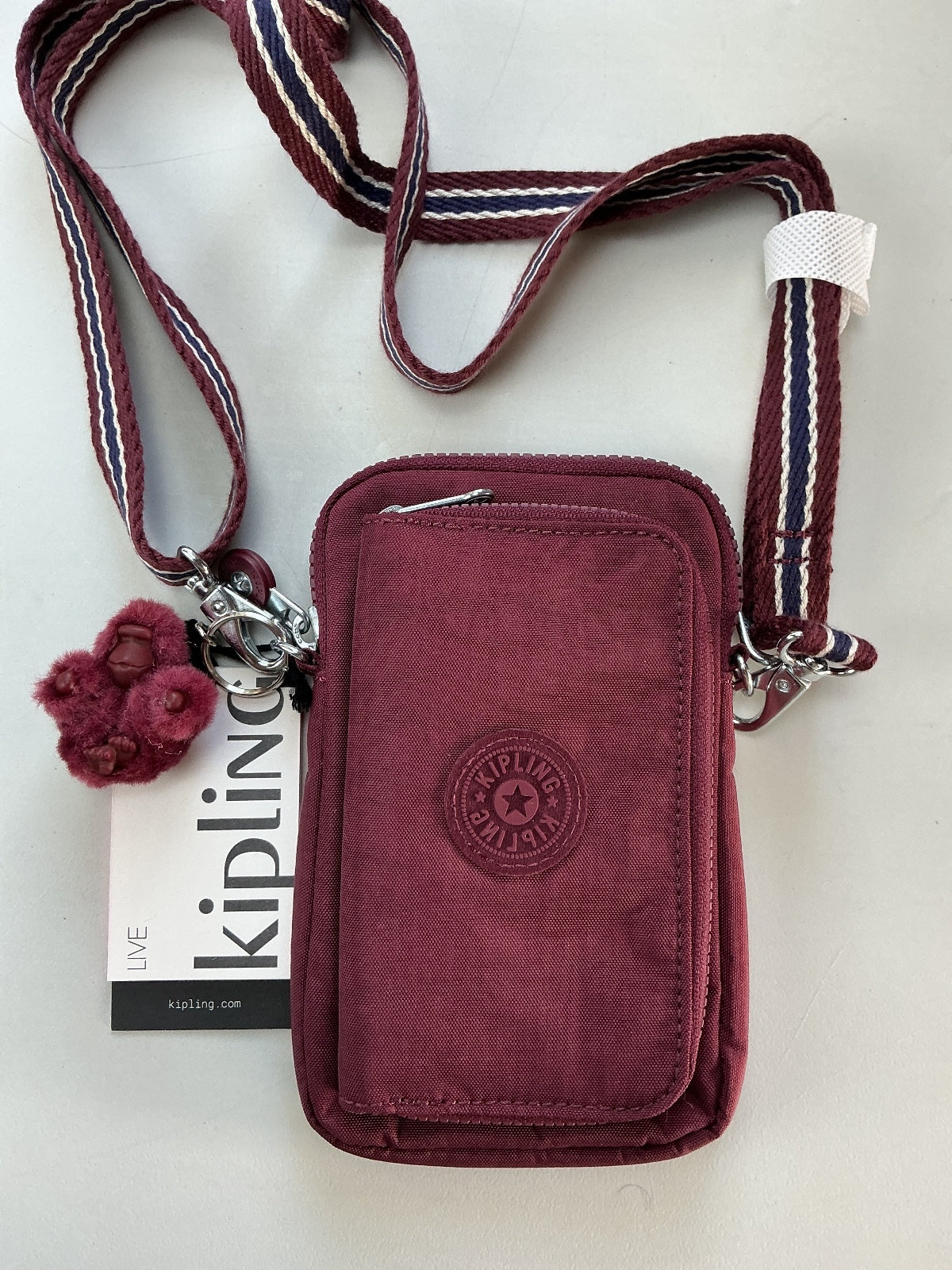Kipling Telmo Women Small Crossbody Bag Burgundy Removable Strap New