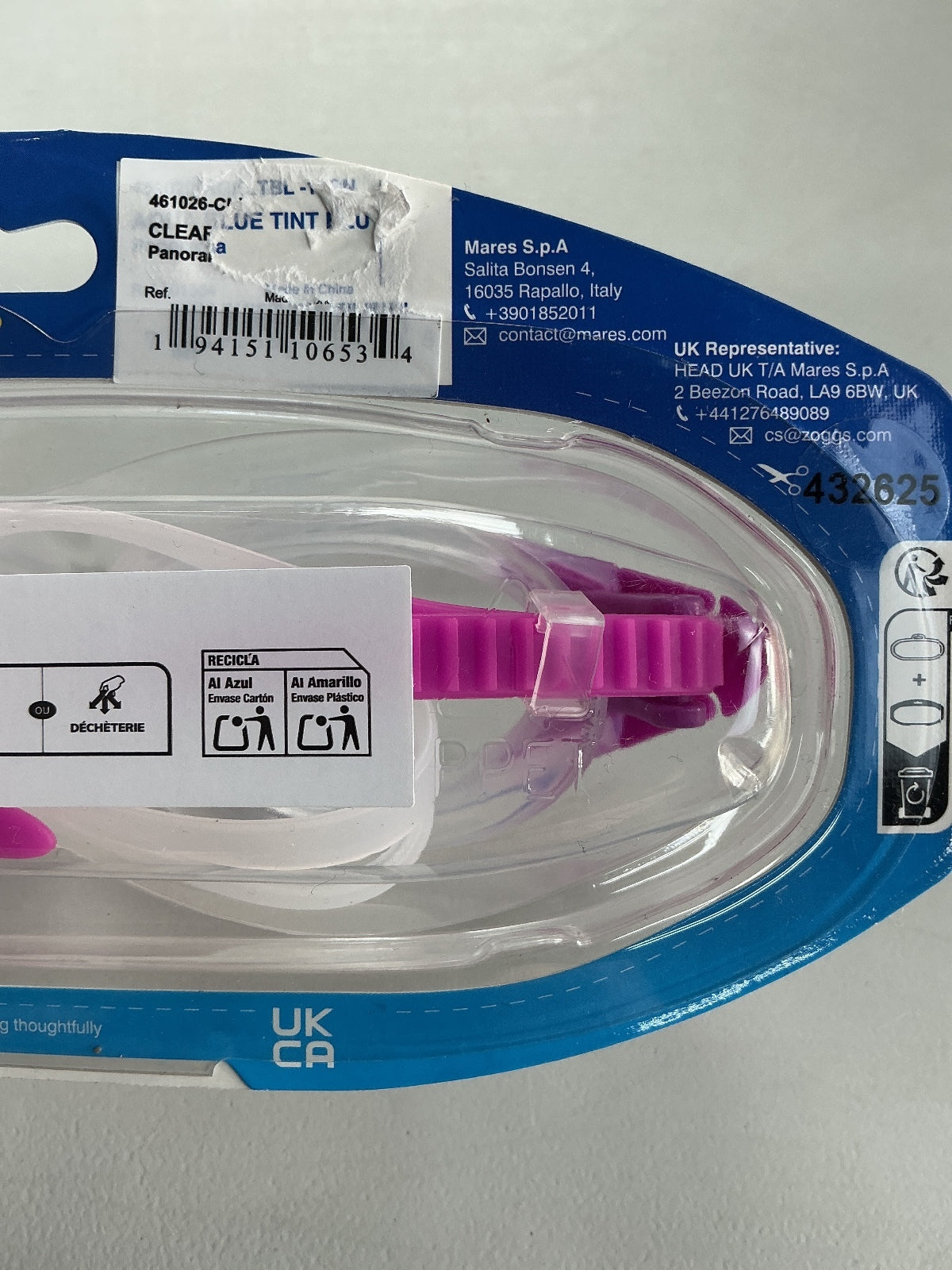 Zoggs Panorama Swimming Goggles New Pink Clear Lens Anti-Fog UV Protection