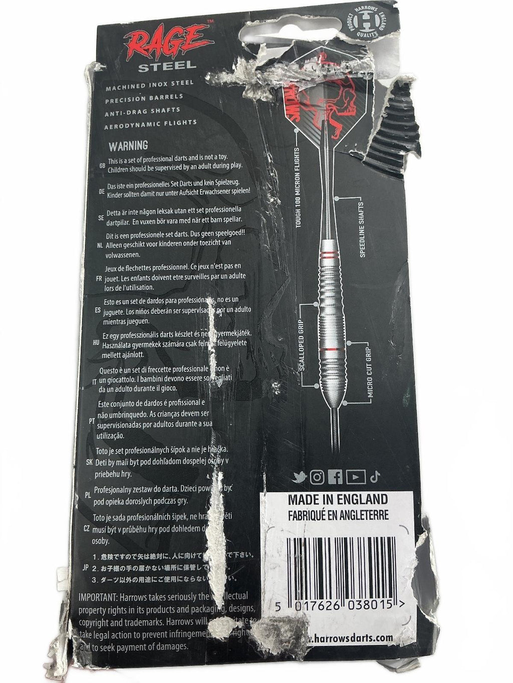 Harrows Rage Steel Darts Set 21 Gram Professional Size