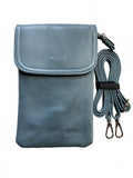 befen Blue Leather Crossbody Mobile Phone Bag Small Size Compact and Stylish