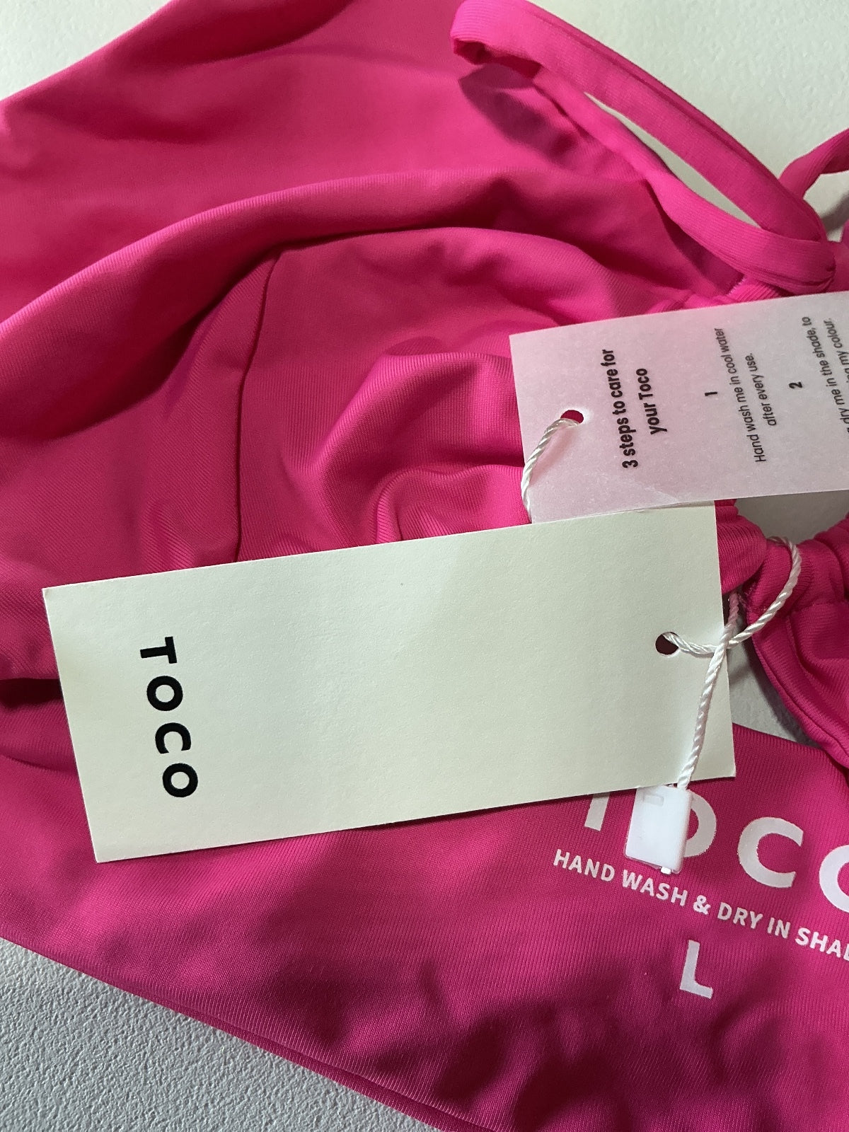 *NEW* Toco Maracas Tie Front Top Pink Size L Swimwear Bikini Top