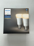 Philips Hue White E27 LED Smart Bulbs New 2 Pack Warm White Bluetooth Control