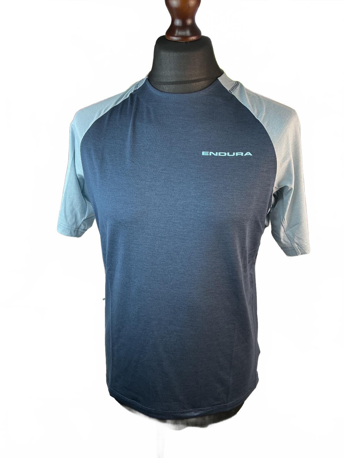 Endura SingleTrack Men's S Navy/Light Blue Short Sleeve Cycling Jersey Top