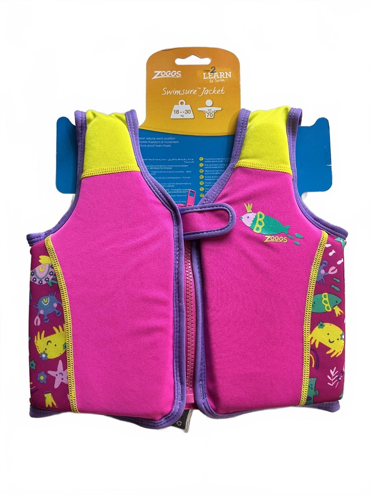 *NEW* Zoggs Swimsure Jacket Pink Yellow Purple Size EU 4-5Y 18-30kg