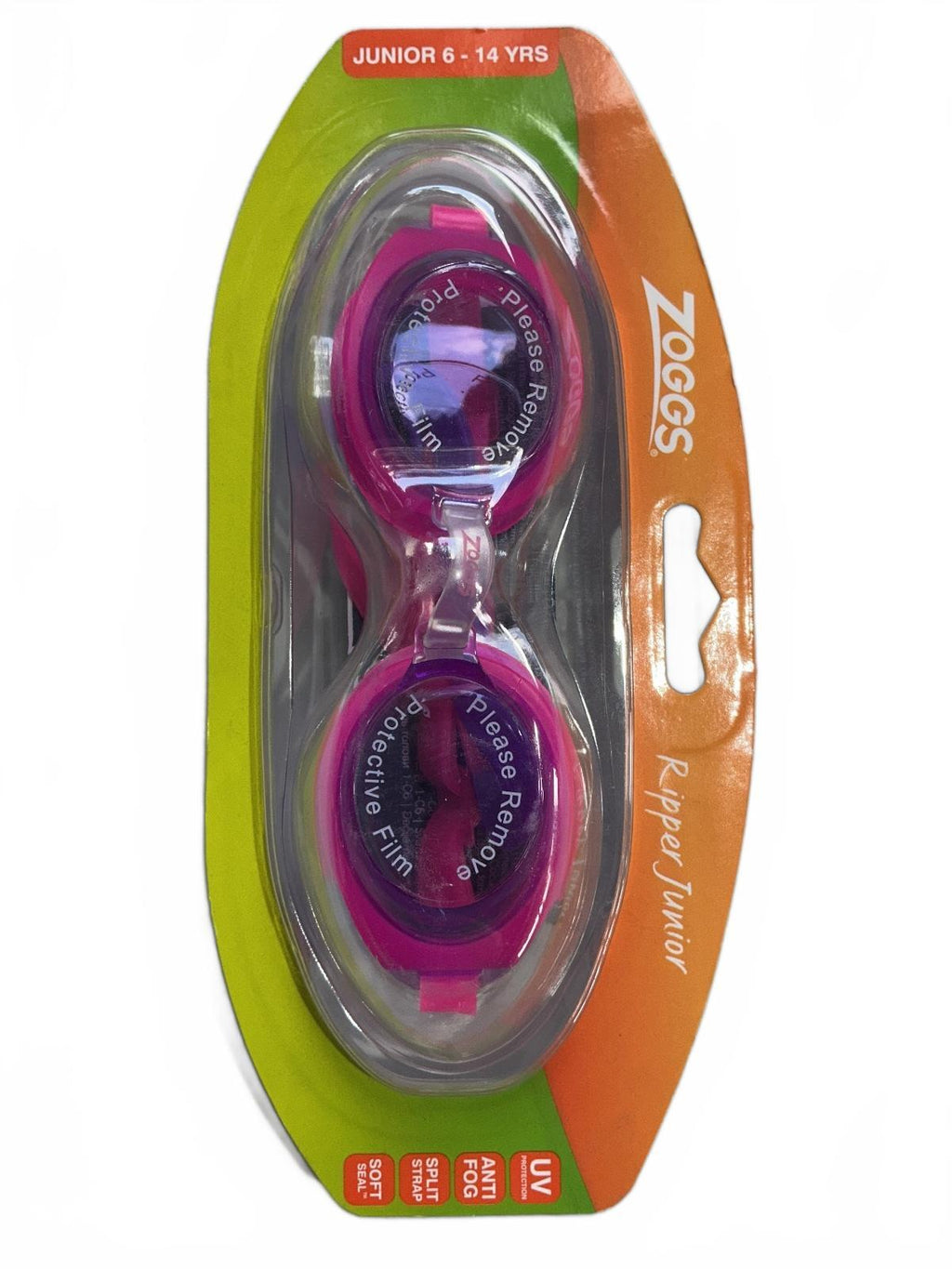 Zoggs Ripper Junior Swimming Goggles Pink Purple Tape Junior 6-14 Yrs