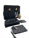 MOROLOVE Black Handbag Set with Wallet and Pouch Size