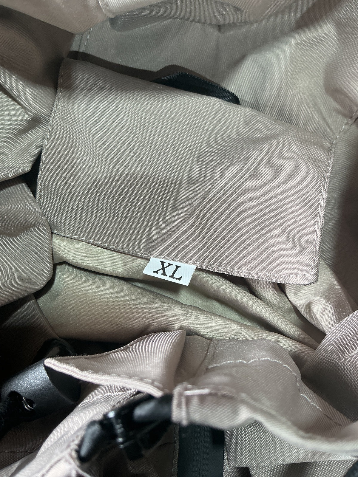 Men's XL Beige Hooded Pullover Jacket with Front Zipper Pocket