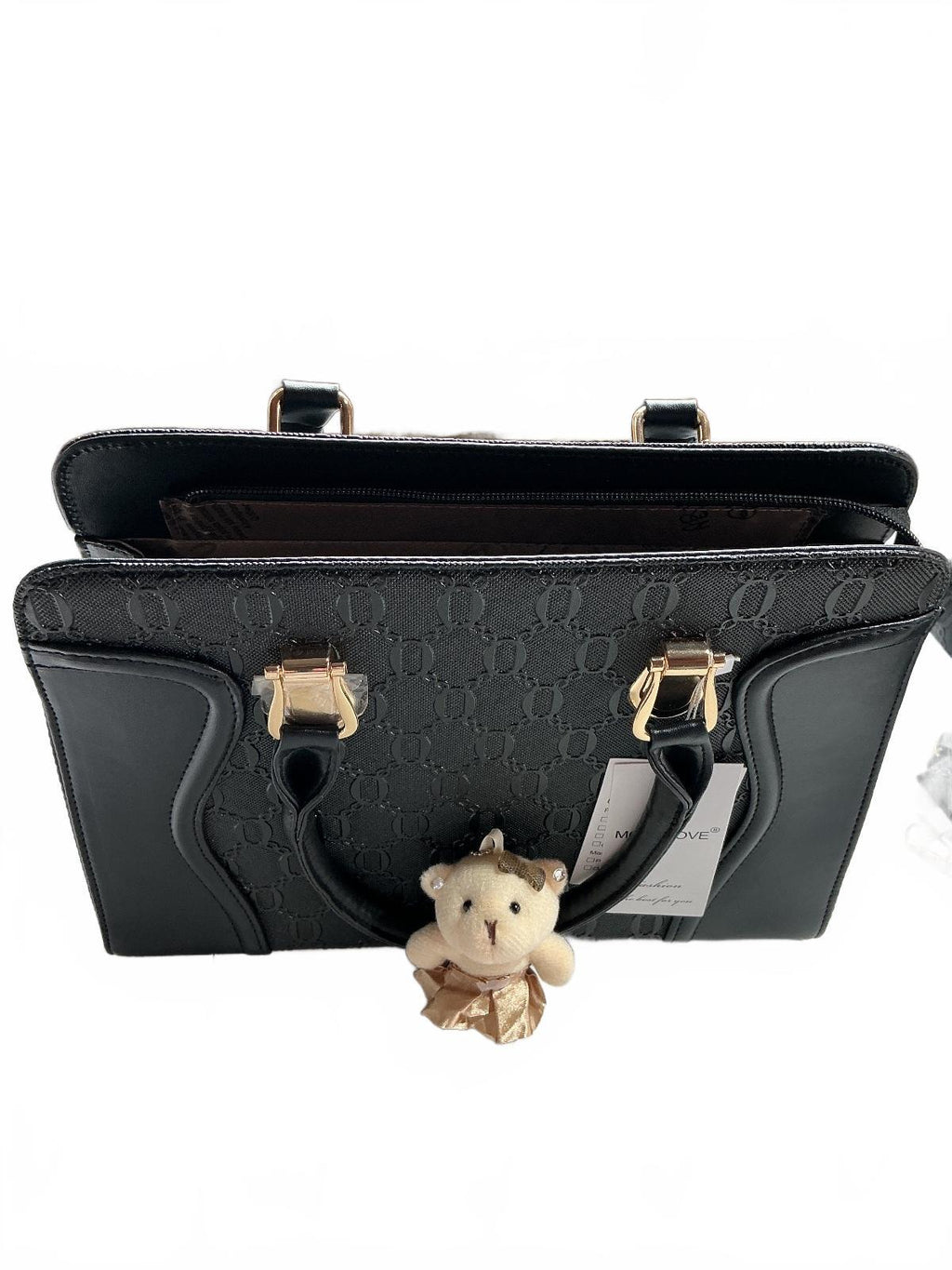 MOROLOVE Black Handbag Set with Wallet and Pouch Size