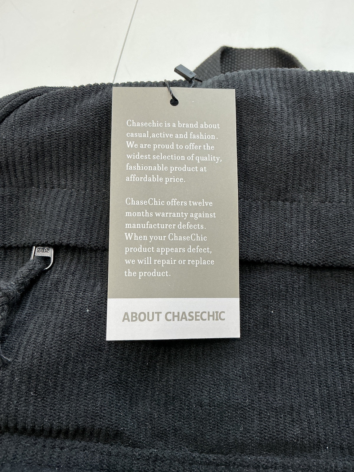 Chase Chic Corduroy Backpack with Front Pockets Black New