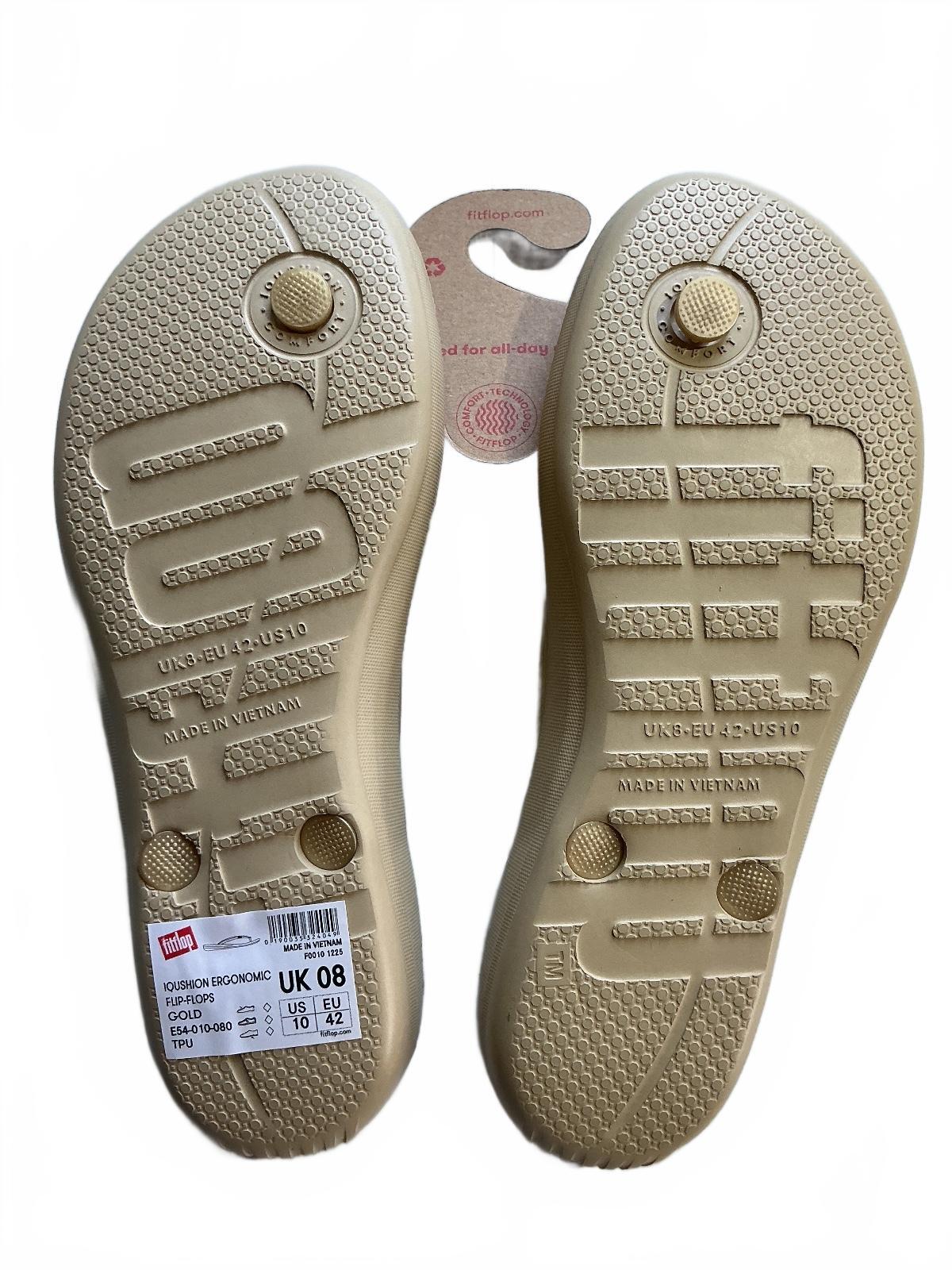 FitFlop IQushion Ergonomic Flip-Flops Gold UK 8 Comfortable Supportive