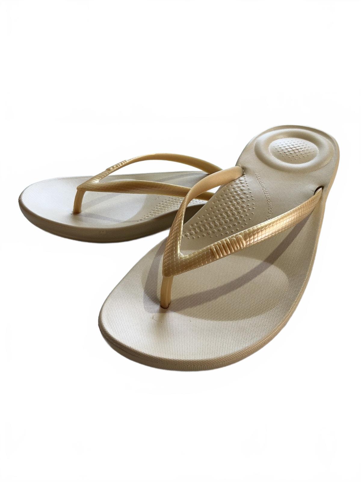FitFlop Gold Iqushion Ergonomic Flip-Flops UK Size 4 Comfortable Sandals