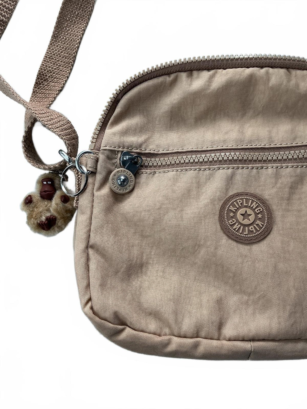 Kipling Keeffe Crossbody Bag Women Beige Petite Dual Zip Compartments