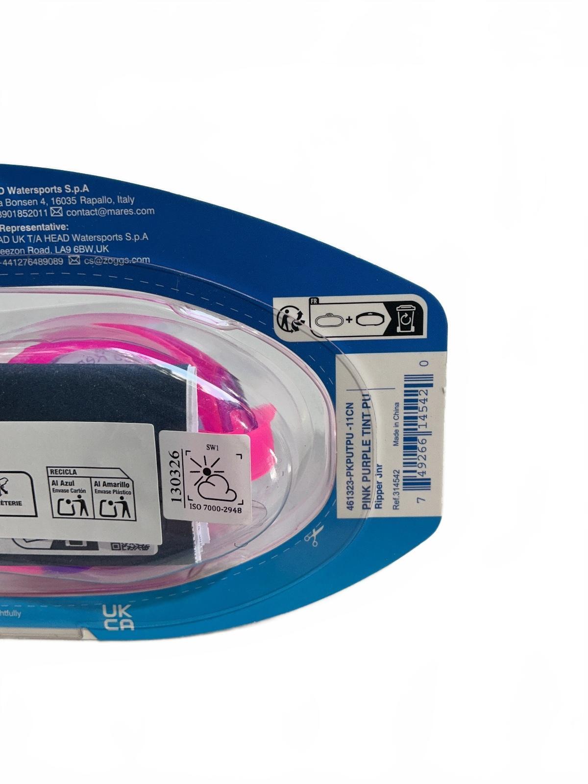 Zoggs Ripper Junior Swimming Goggles Pink Purple Tape Junior 6-14 Yrs