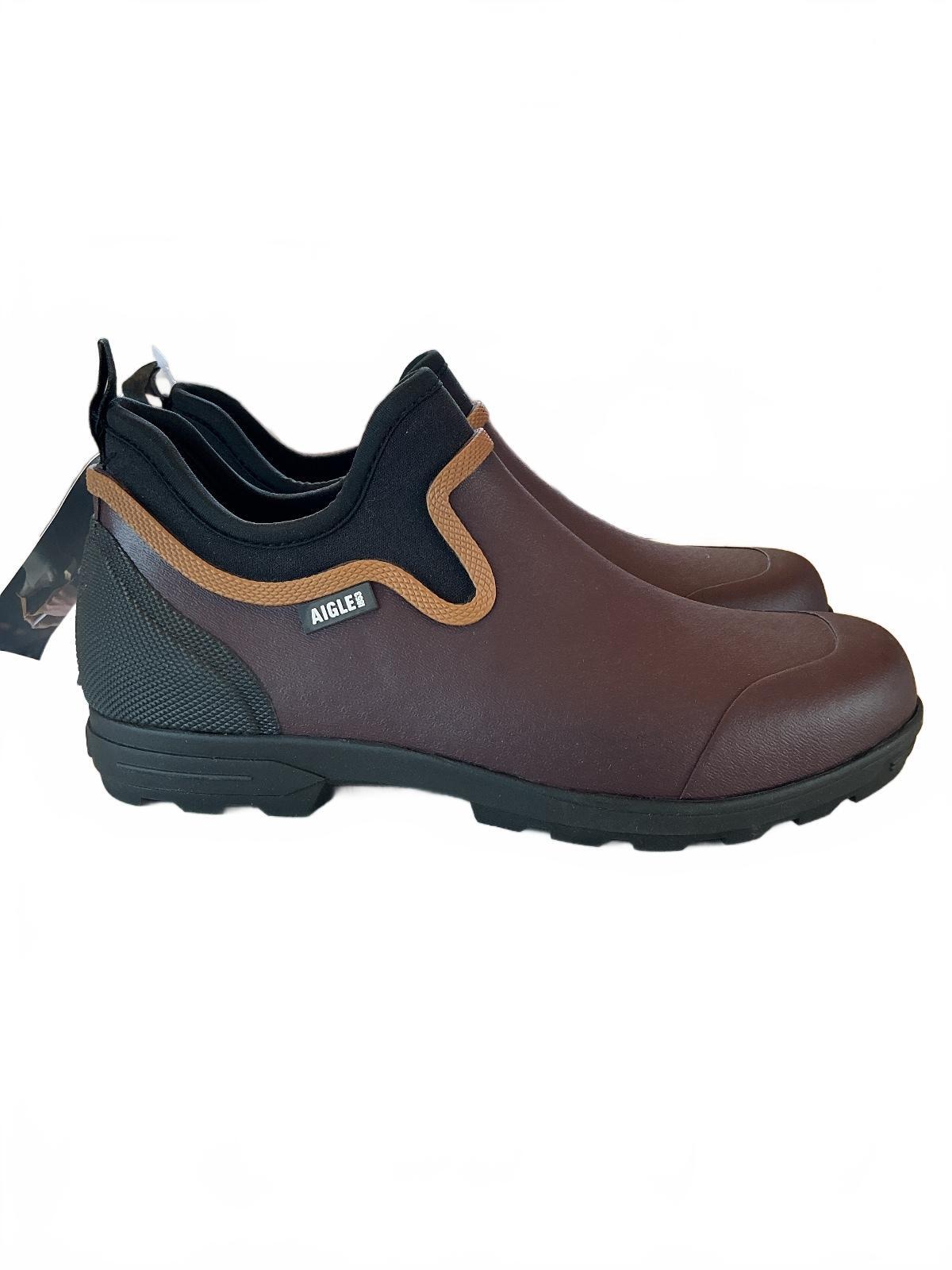 Aigle Lessfor Plus M2 Men Size 9.5 Brown Slip-On Waterproof Garden Shoes New