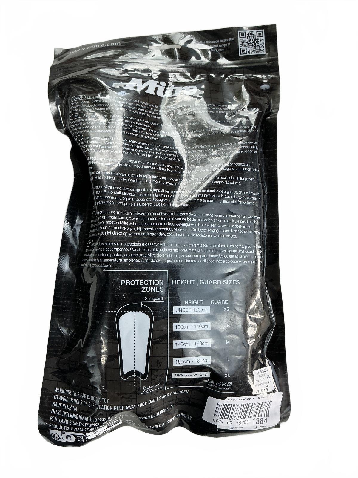 Mitre Aircell Carbon Slip Shinpads XL Black Red Lightweight Protective Gear