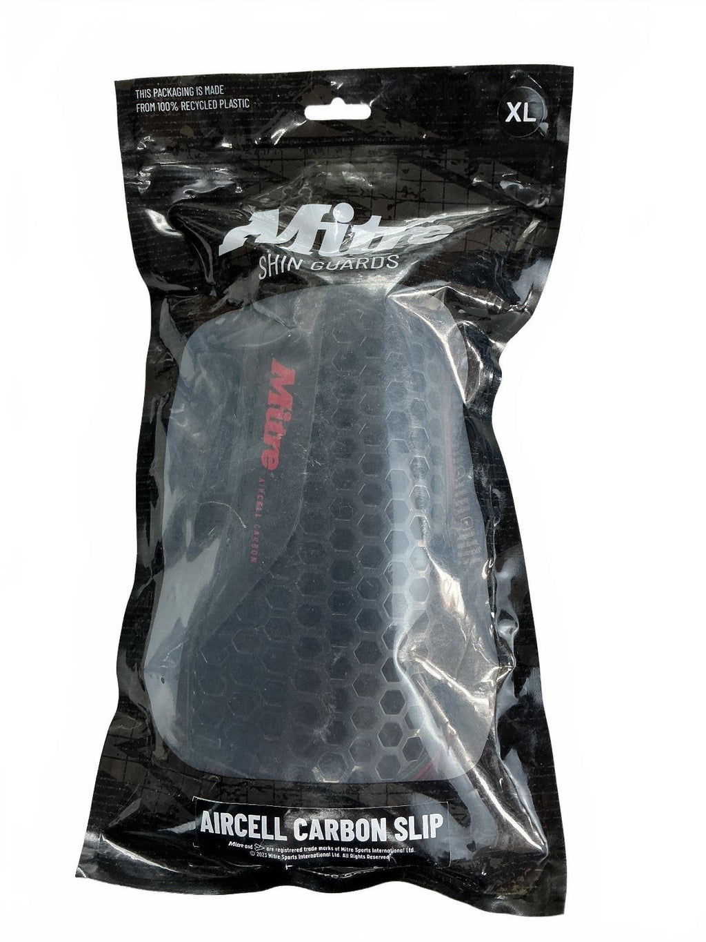 Mitre Aircell Carbon Slip Shinpads XL Black Red Lightweight Protective Gear