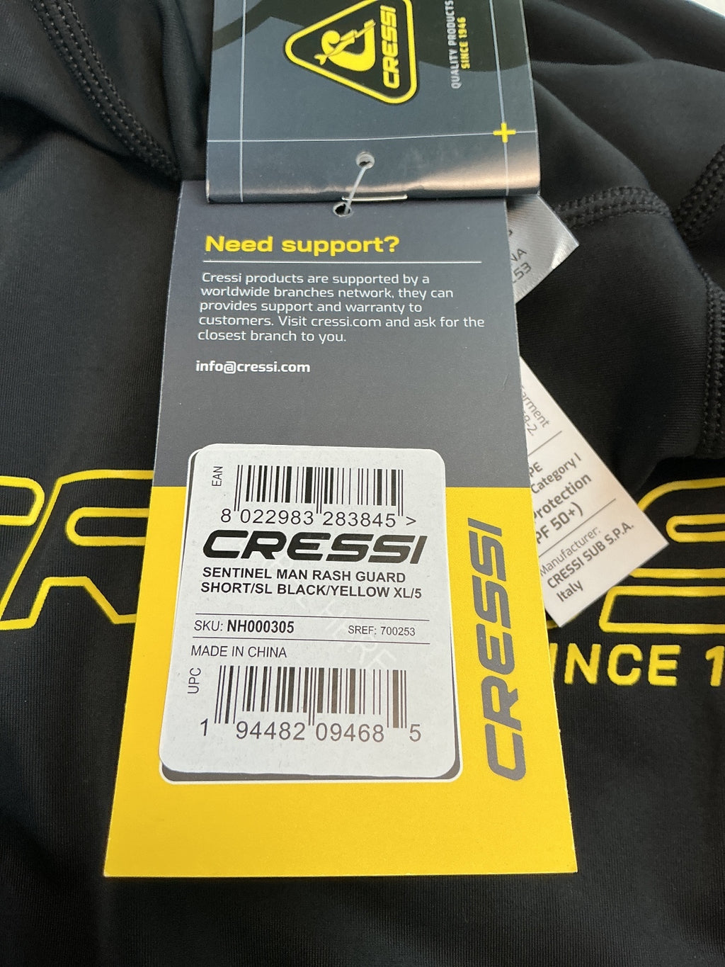 Cressi Rashguard Man XL Black Quick-Drying Lightweight UV Protection