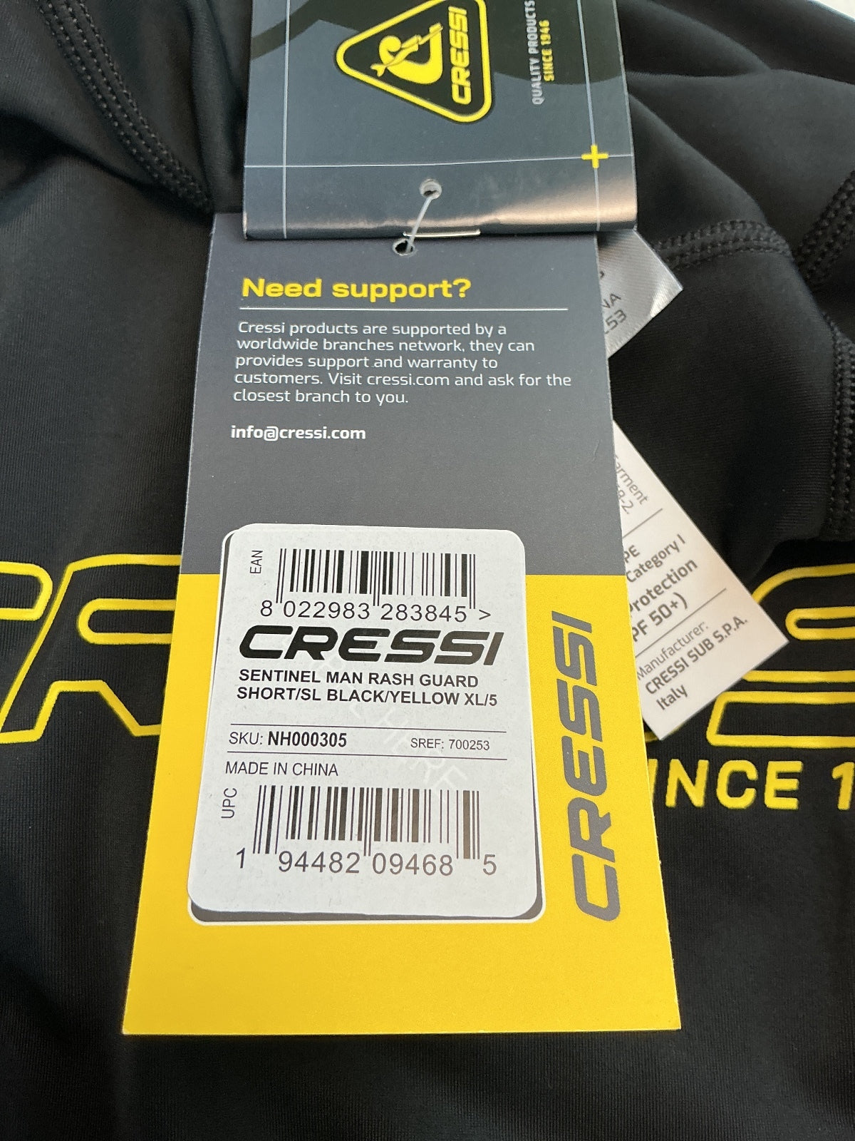 Cressi Rashguard Man XL Black Quick-Drying Lightweight UV Protection