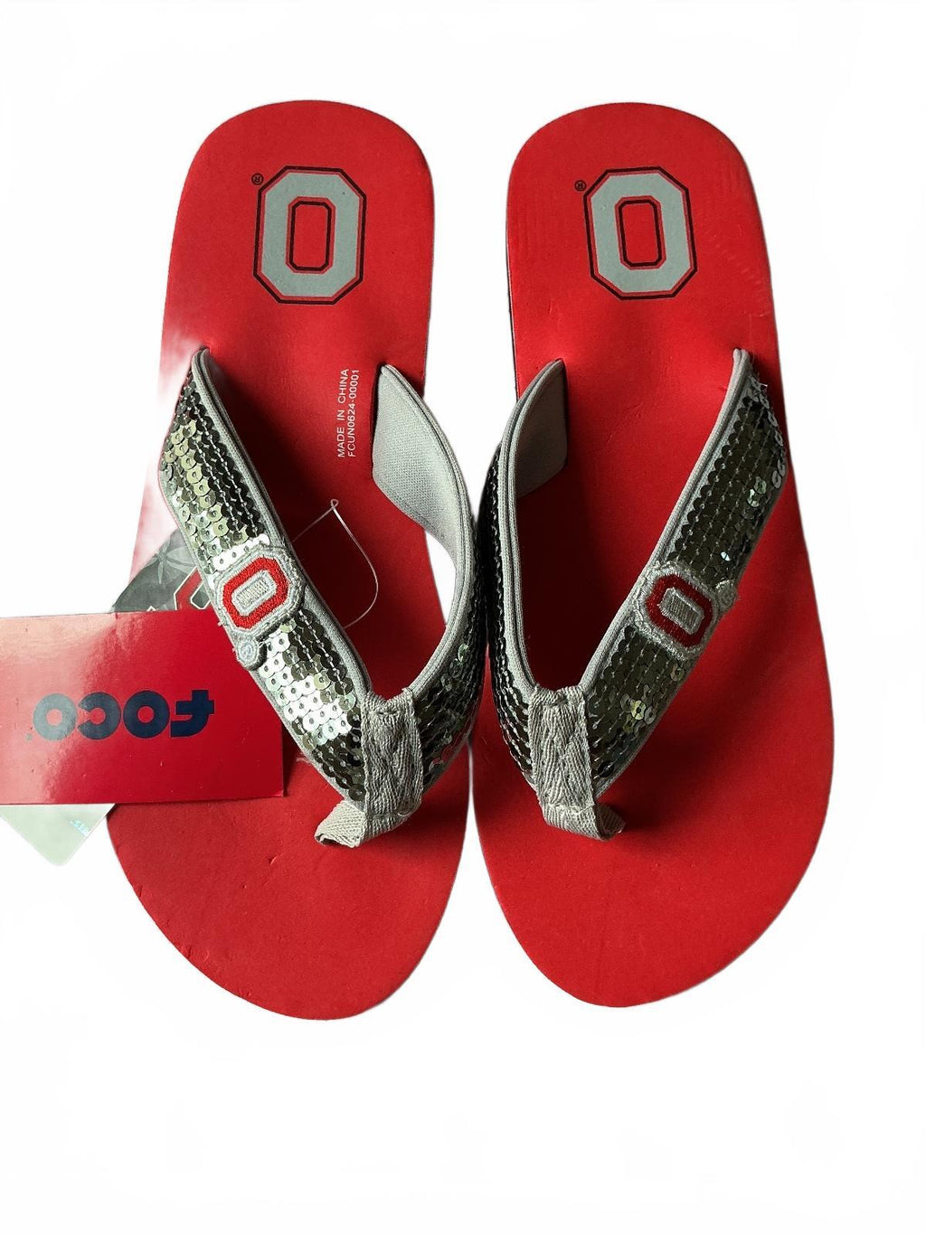 FOCO Women's Size 4-5Uk Ohio State Red Flip Flop Sandals