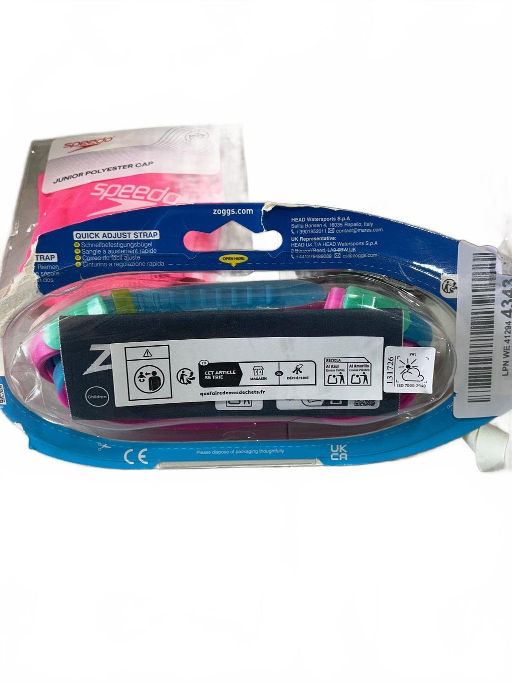 *NEW* Speedo Junior Polyester Swim Caps & Zoggs Super Seal Junior Goggles