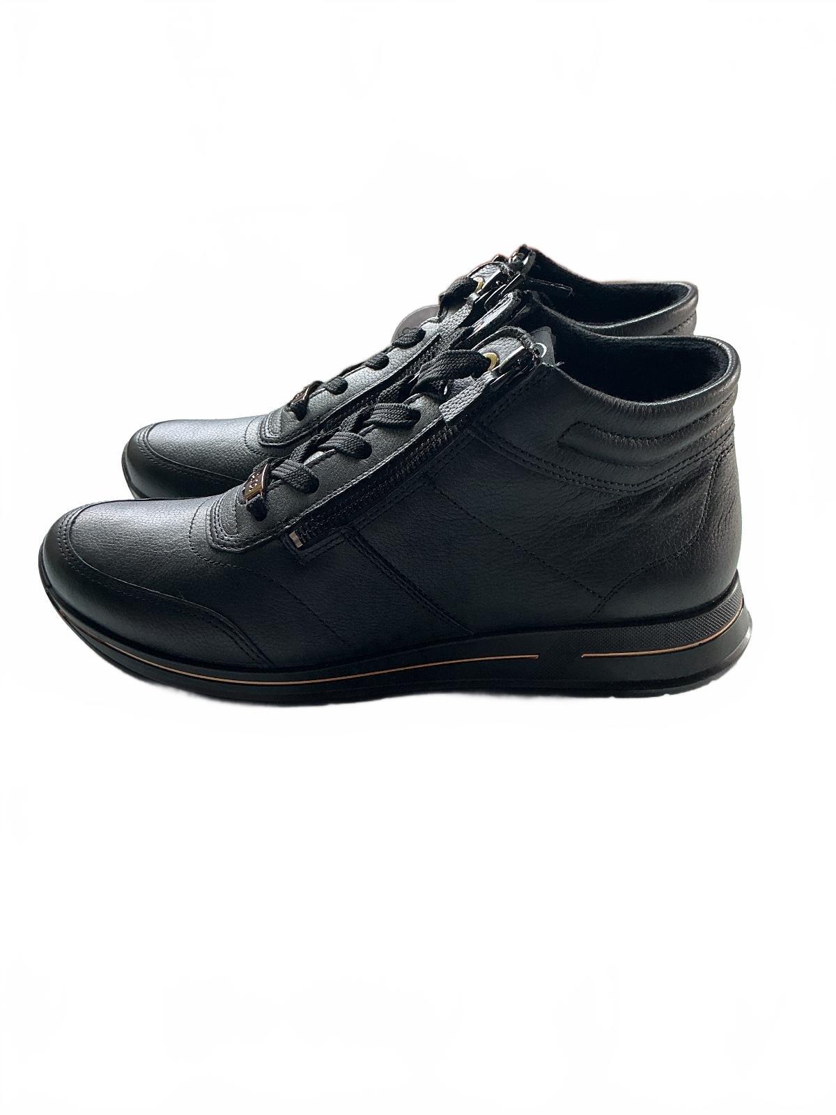 ara Osaka Black Leather High-Top Zip-Up Sneakers UK Size 7.5 Comfortable