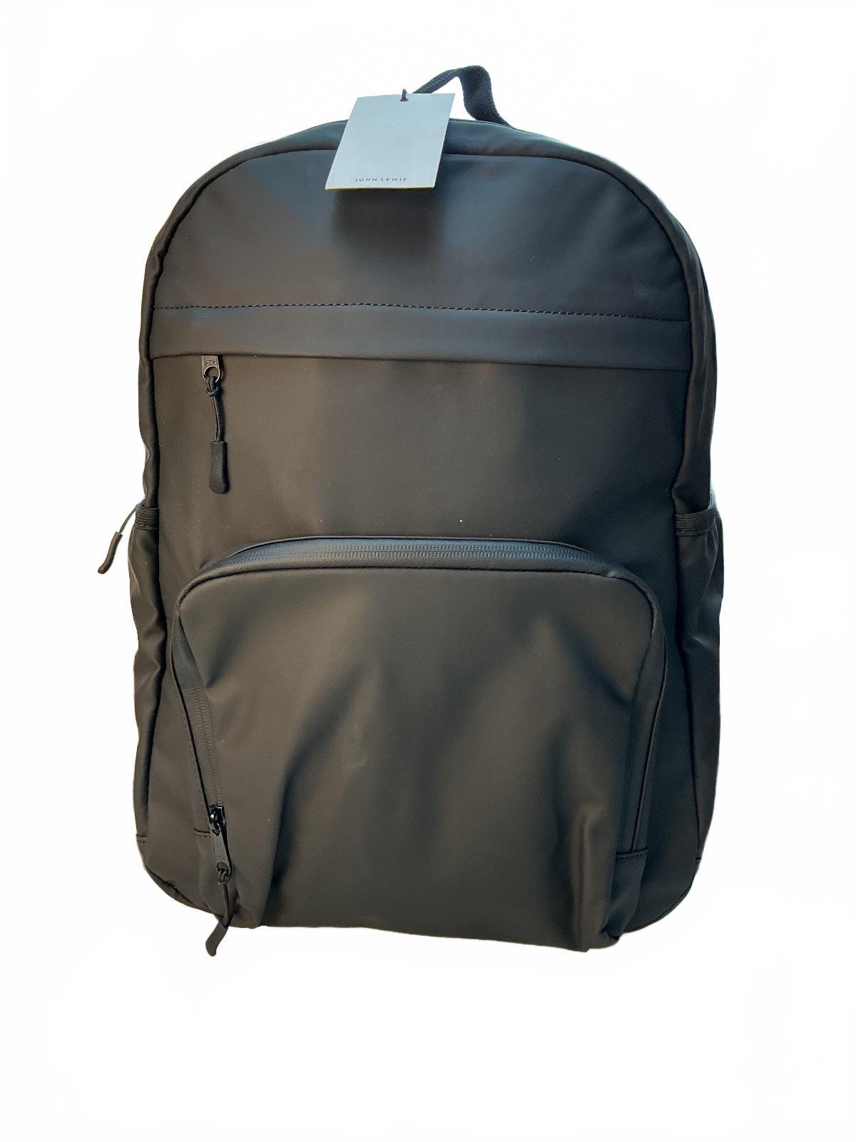 John Lewis Rubberised Backpack Unisex Black Durable