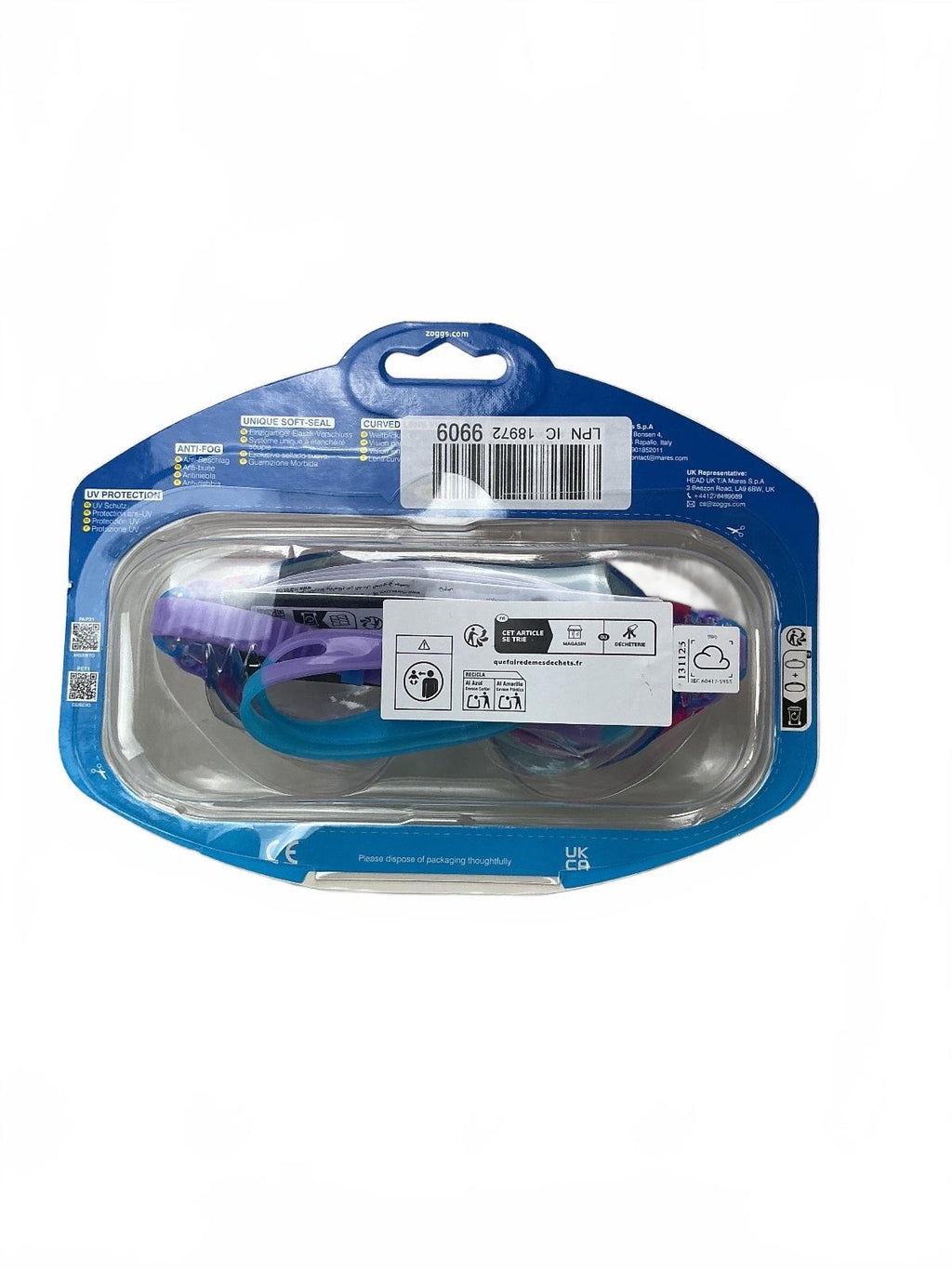 Zoggs Phantom Junior Mask Kids Swimming Goggles Purple Blue UV Protection Anti-F