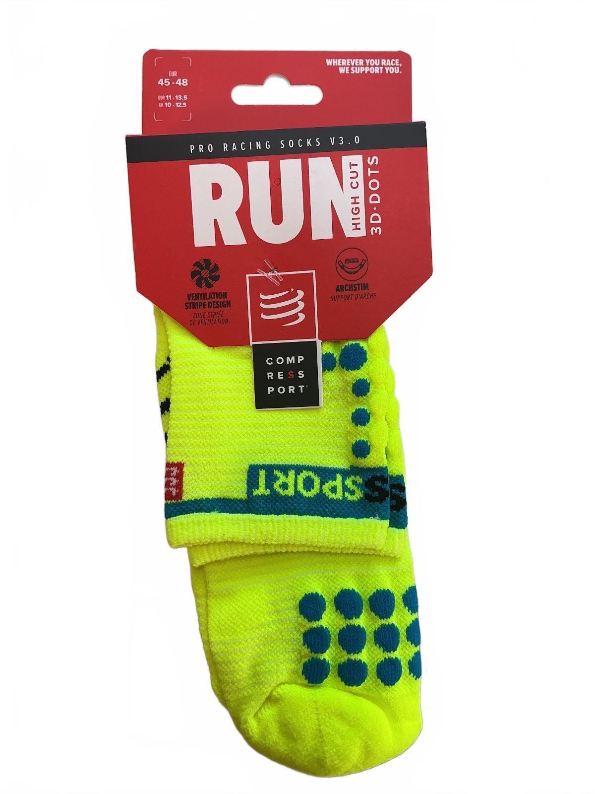*NEW* 3 Pack Compressport Pro Racing Socks V3.0 Run High Yellow Size Uk 10-12.5