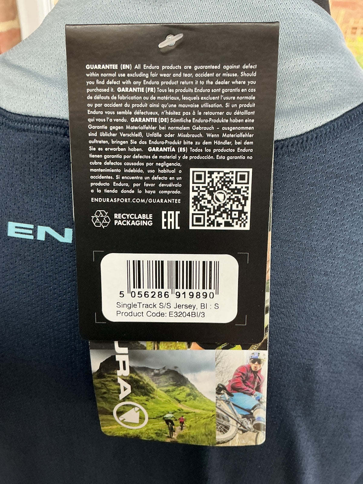 Endura SingleTrack S/S Jersey Men's Small Navy Blue Light Blue Breathable Fabric