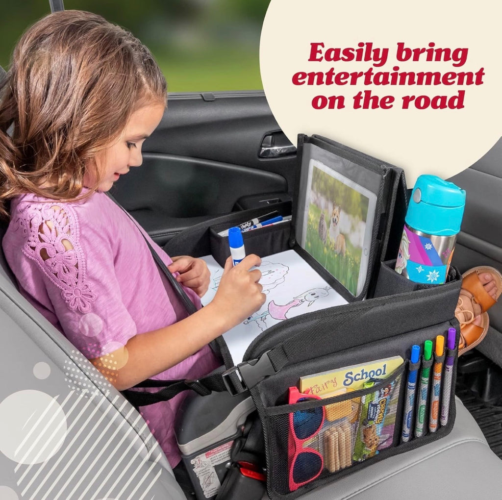 Lusso Gear Kids Car Seat Tray Black Unisex Portable Travel Activity Table