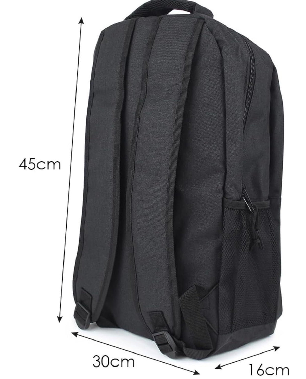 New Stationary Backpack Black Durable Water-Resistant School Bag 45cm
