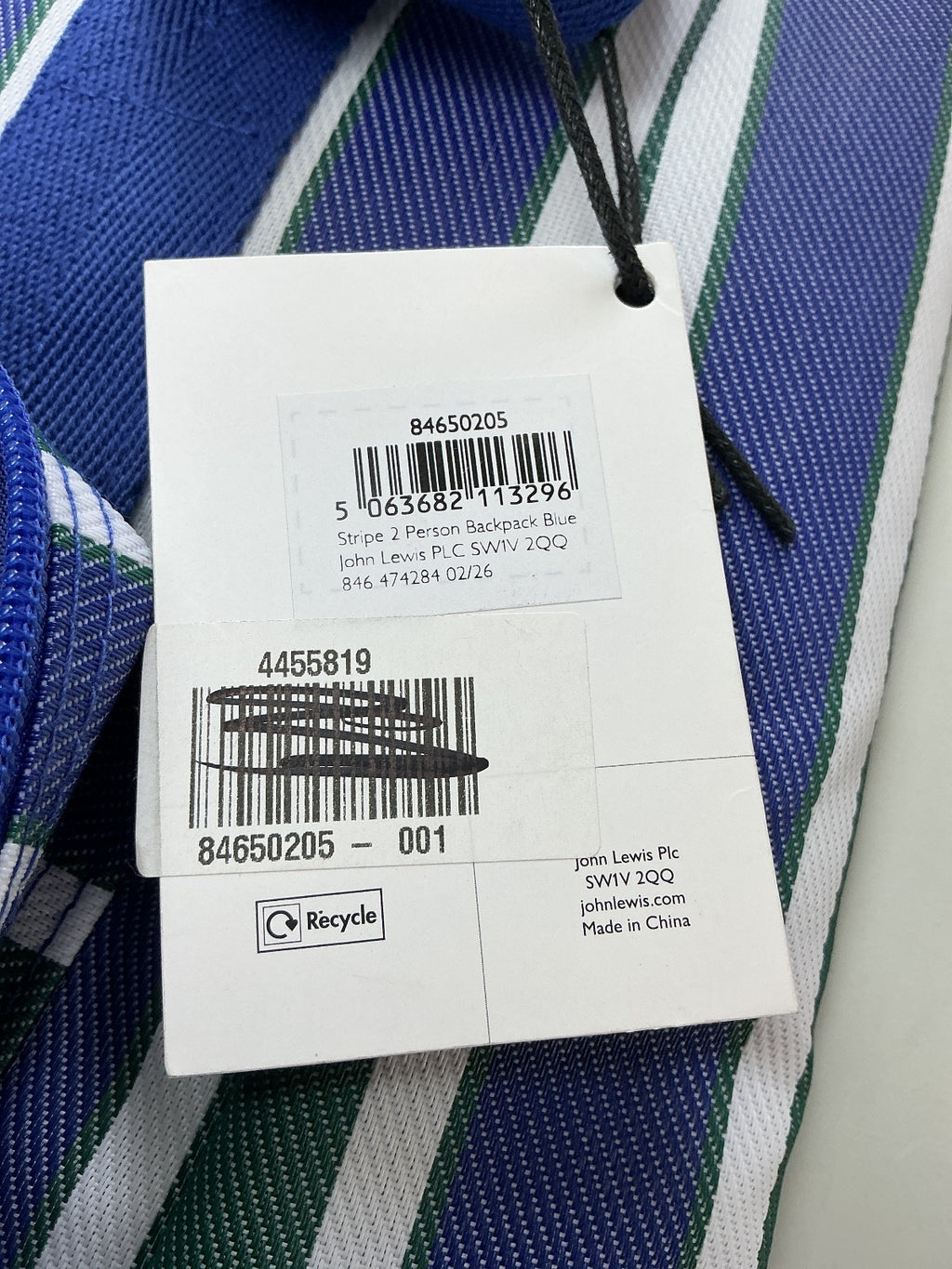 *NEW* John Lewis Stripe 2 Person Backpack Picnic Set