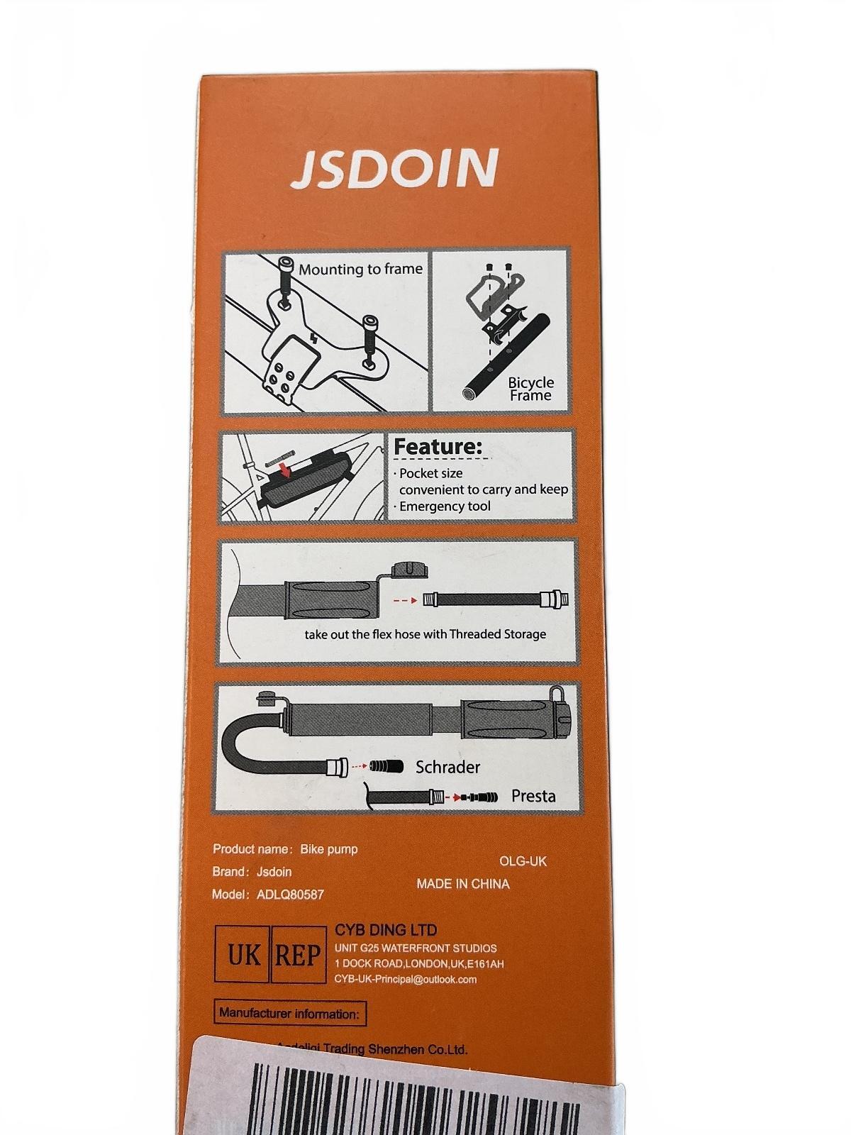 JsDoin Bike Pump and Bicycle Light Set Compact Size