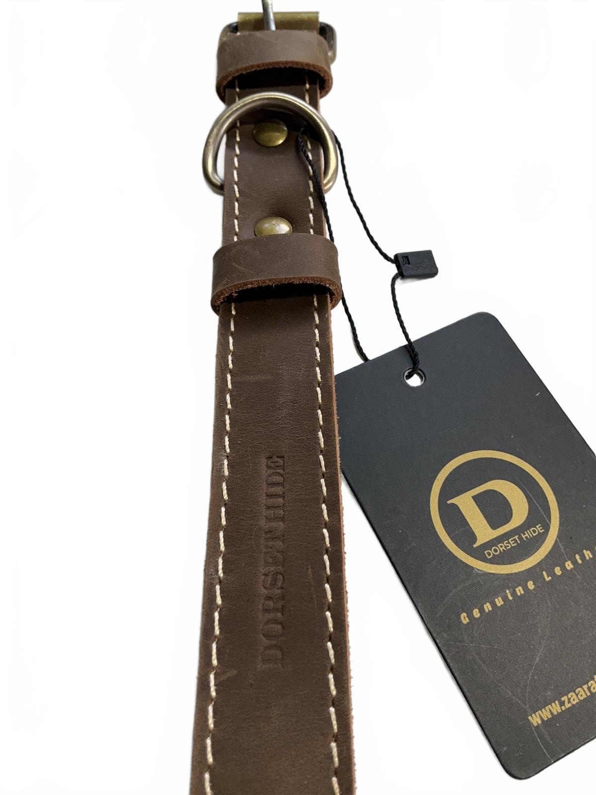 Dorset Hide Genuine Leather Brown Dog Collar Medium Size Comfortable Durable
