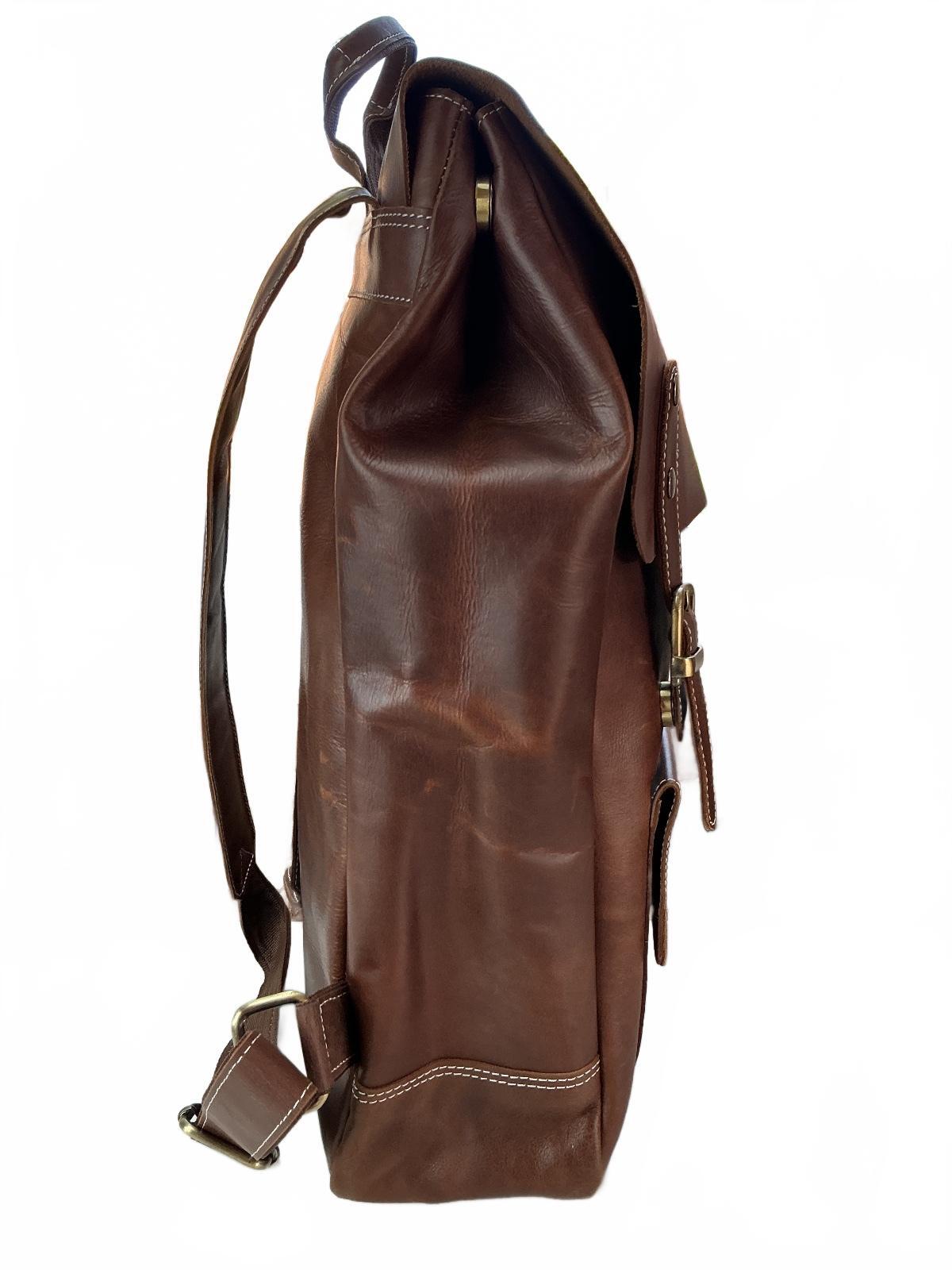 Oxford Chariot Luxury Leather Rucksack Brown Laptop Sleeve Multiple Pockets