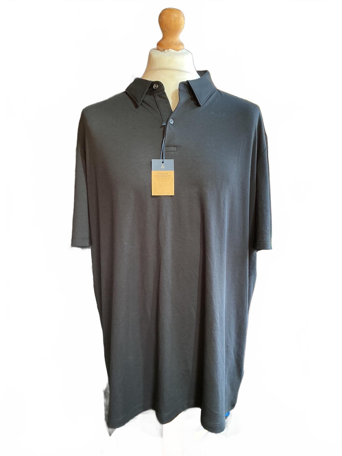 Charles Tyrwhitt Black Polo Shirt Size 2XL Classic Fit Jersey Top