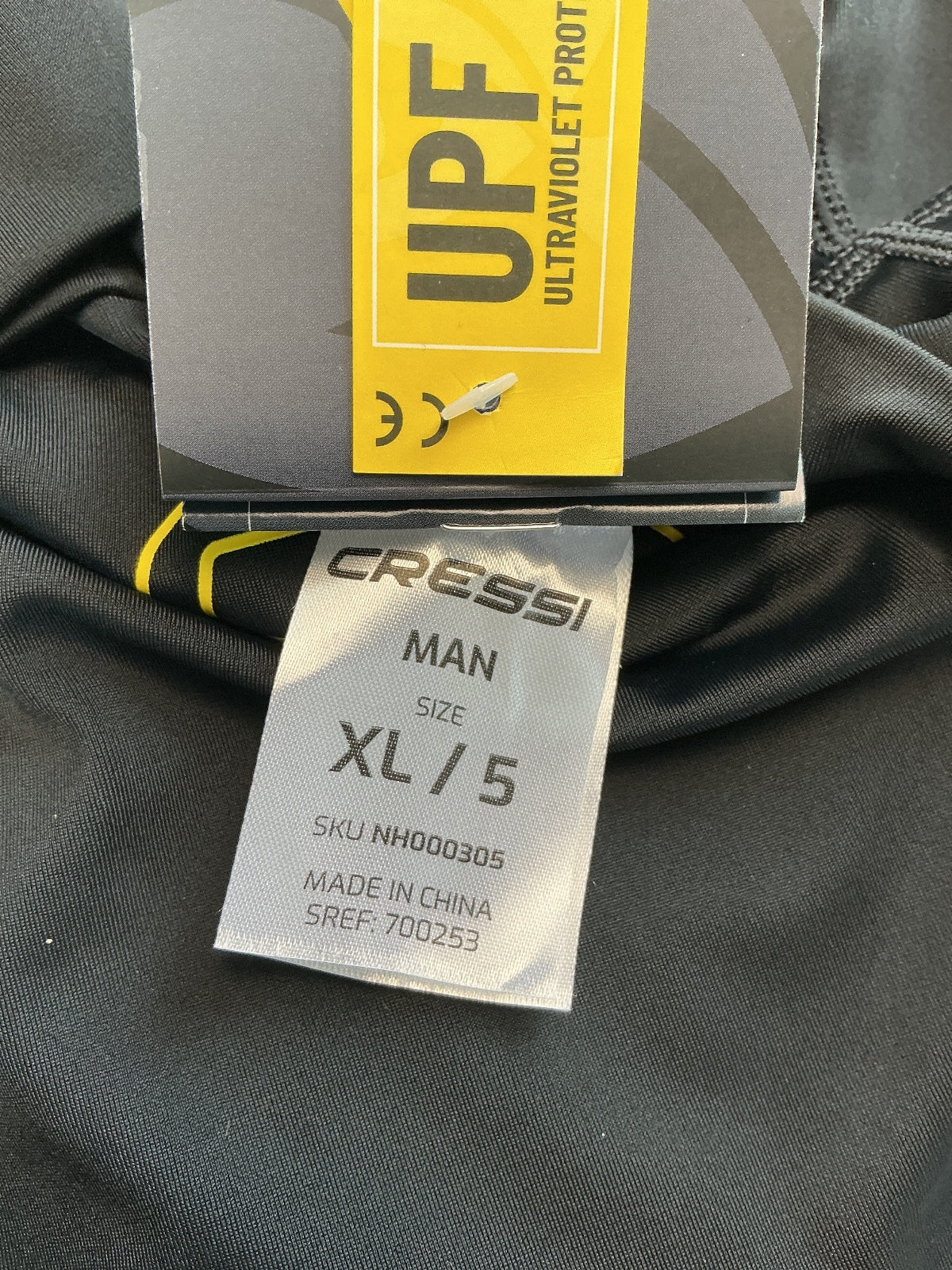 Cressi Rashguard Man XL Black Quick-Drying Lightweight UV Protection