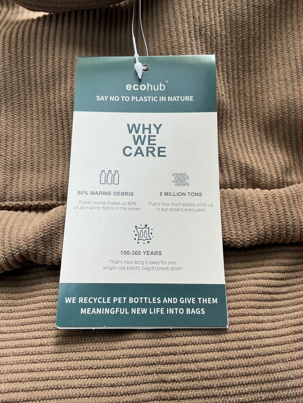 Ecohub Daily-Carry Tote Bag 21L Size Brown Corduroy