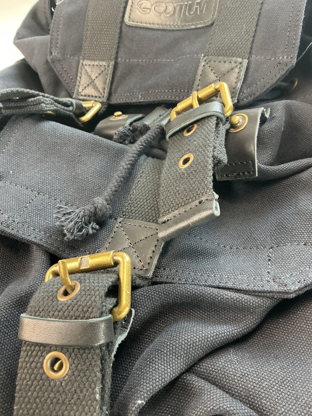 Gootium Backpack Unisex Black Canvas Durable Adjustable Straps Vintage Style