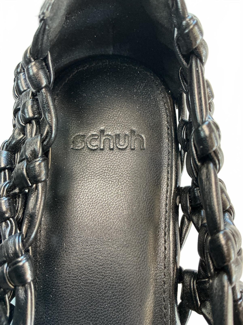Schuh Black Woven Leather Flats Size 5 Stylish Comfortable Shoes