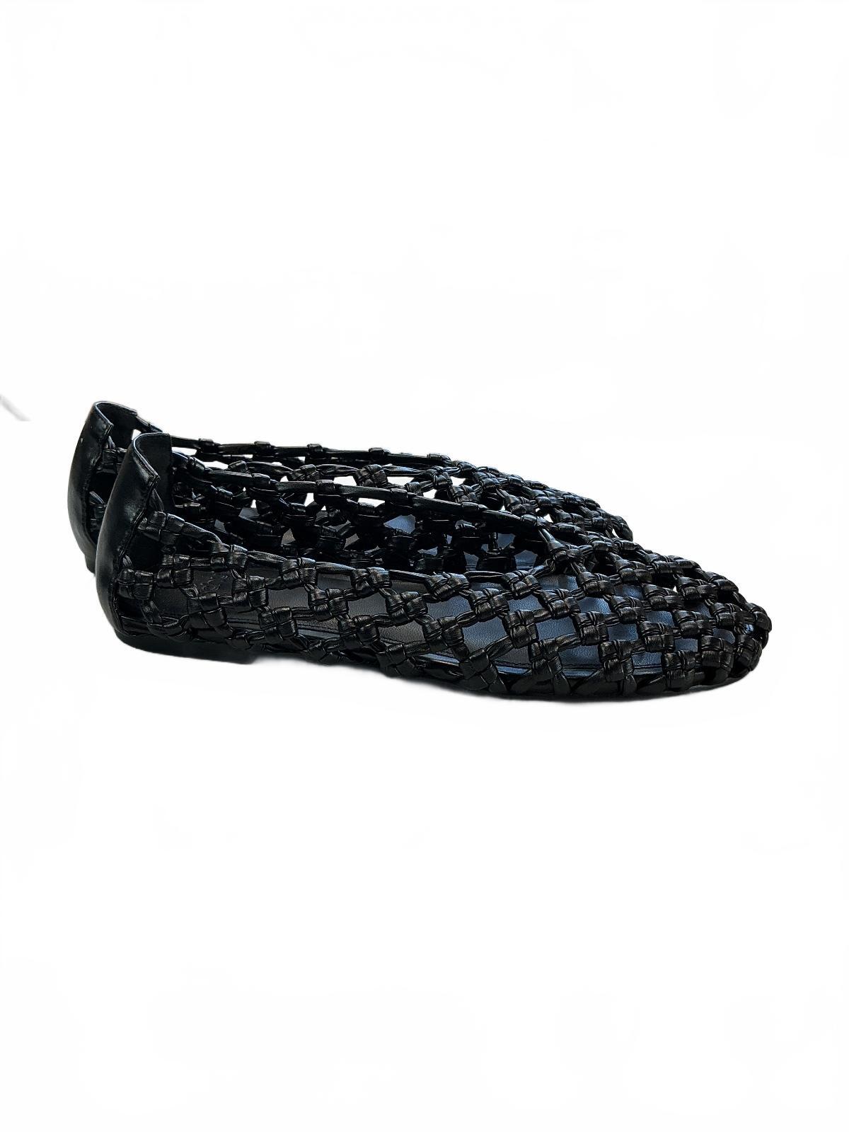 Schuh Black Woven Leather Flats Size 5 Stylish Comfortable Shoes