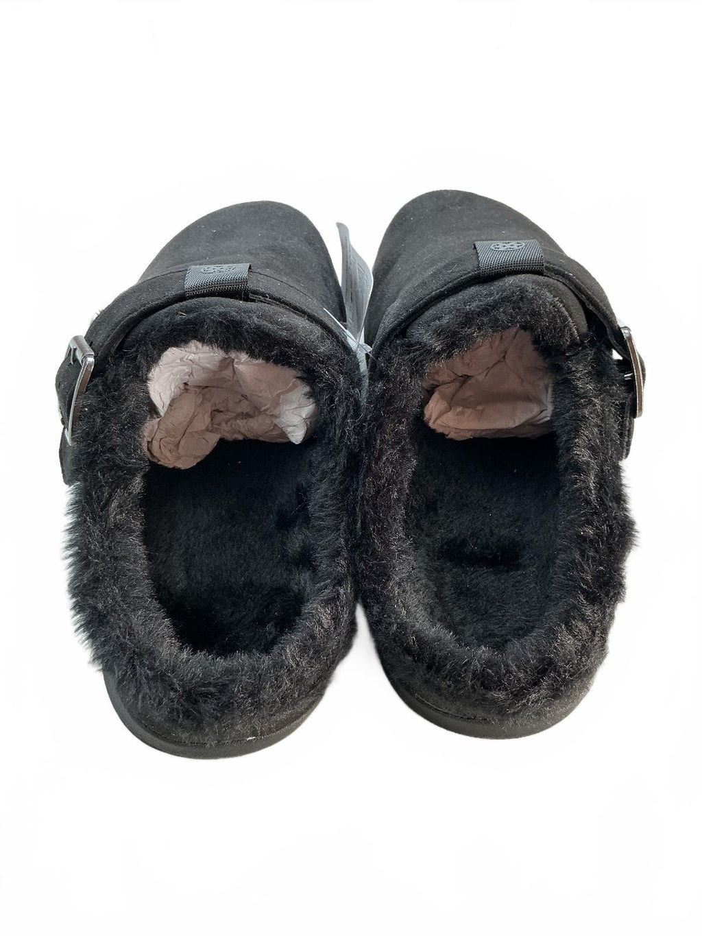 Sisttke Winter Clogs Women's Size 39 Uk 6 Black Suede Adjustable Strap Faux Fur