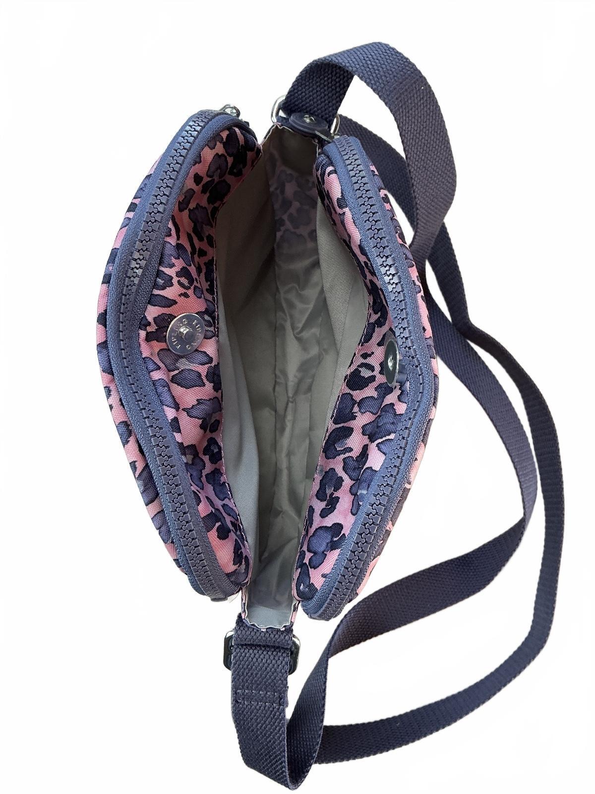 Kipling Keeffe Crossbody Bag Women Pink Leopard Print Lightweight Adjustable