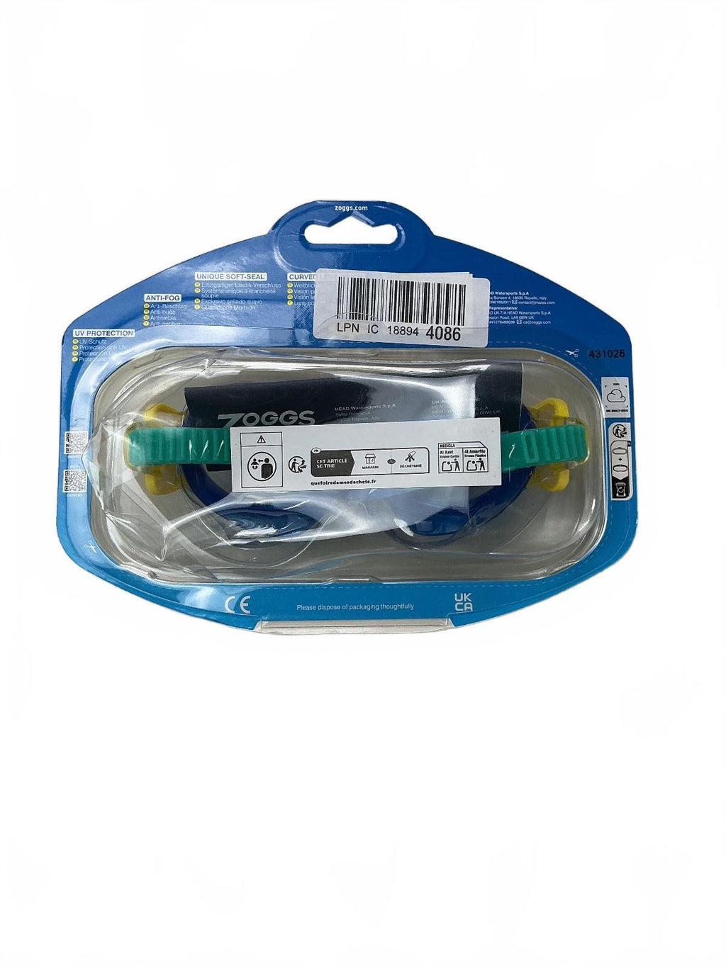 Zoggs Phantom Kids Mask Swimming Goggles Blue Yellow Kids 0-6 Yrs UV Anti-Fog