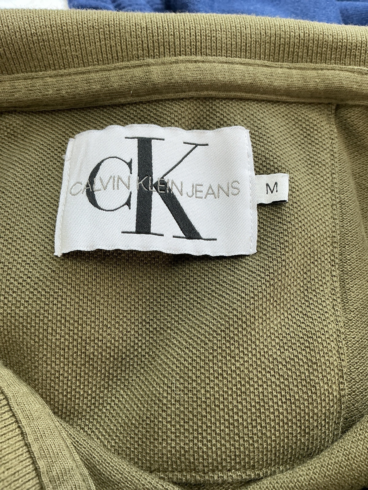 Calvin Klein Jeans Polo Shirt Men M Olive Green CK Logo Cotton Casual