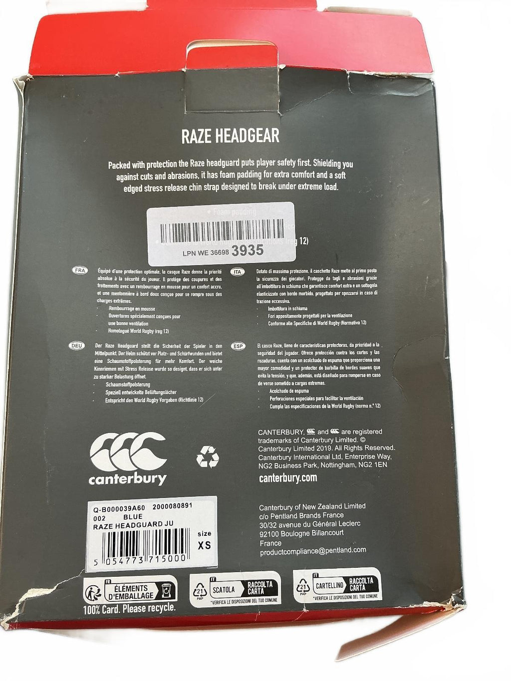 Canterbury Raze Headguard XS Rugby Protective Gear
