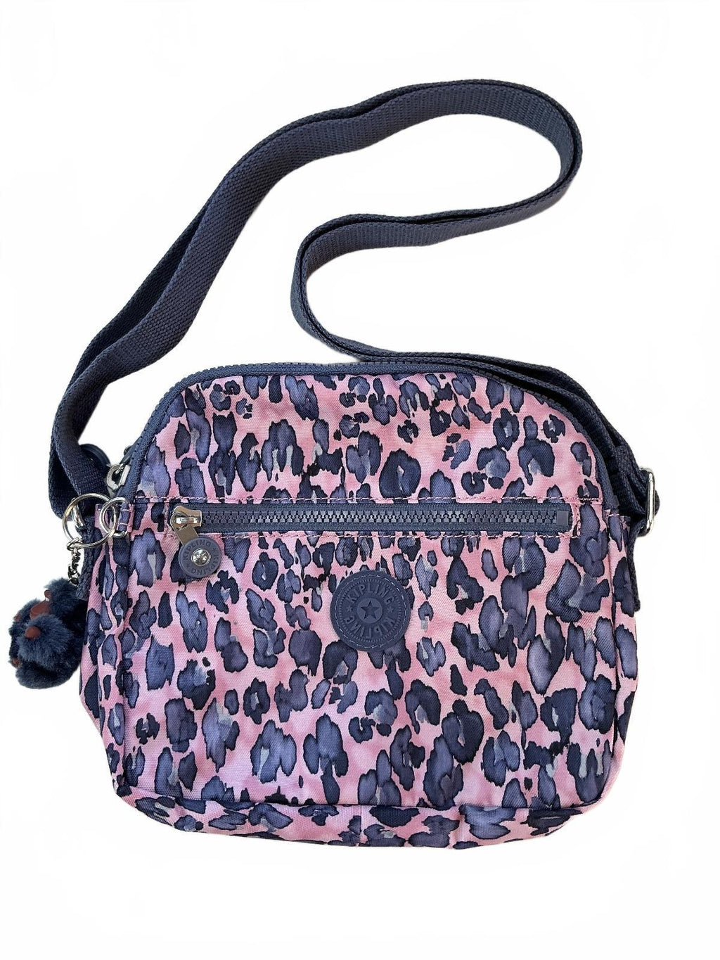 Kipling Keeffe Crossbody Bag Women Pink Leopard Print Lightweight Adjustable